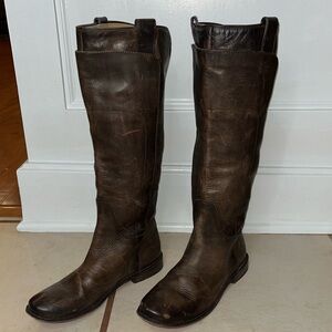 Frye Dark Brown Leather Boots 7.5b tall riding equestrian